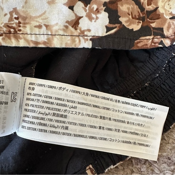 NWT Abercrombie & Fitch Deep V Neck Crop Blouse Brown Floral - Picture 5 of 9